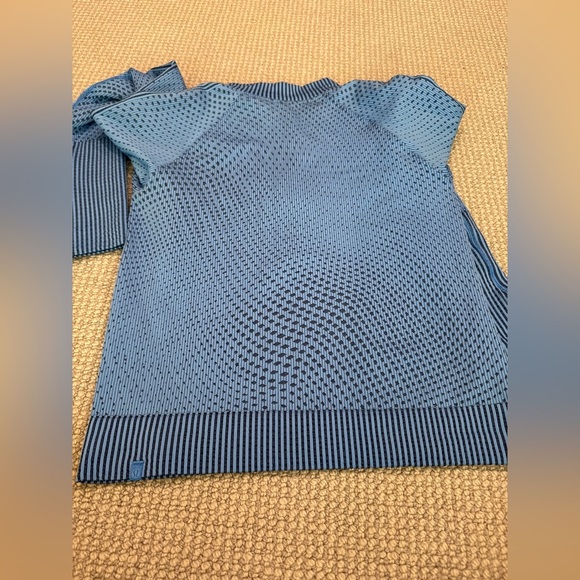 Lululemon Rest Less Cropped Half-Zip Top Jacket Thumbholes Grid Blue - Picture 8 of 9